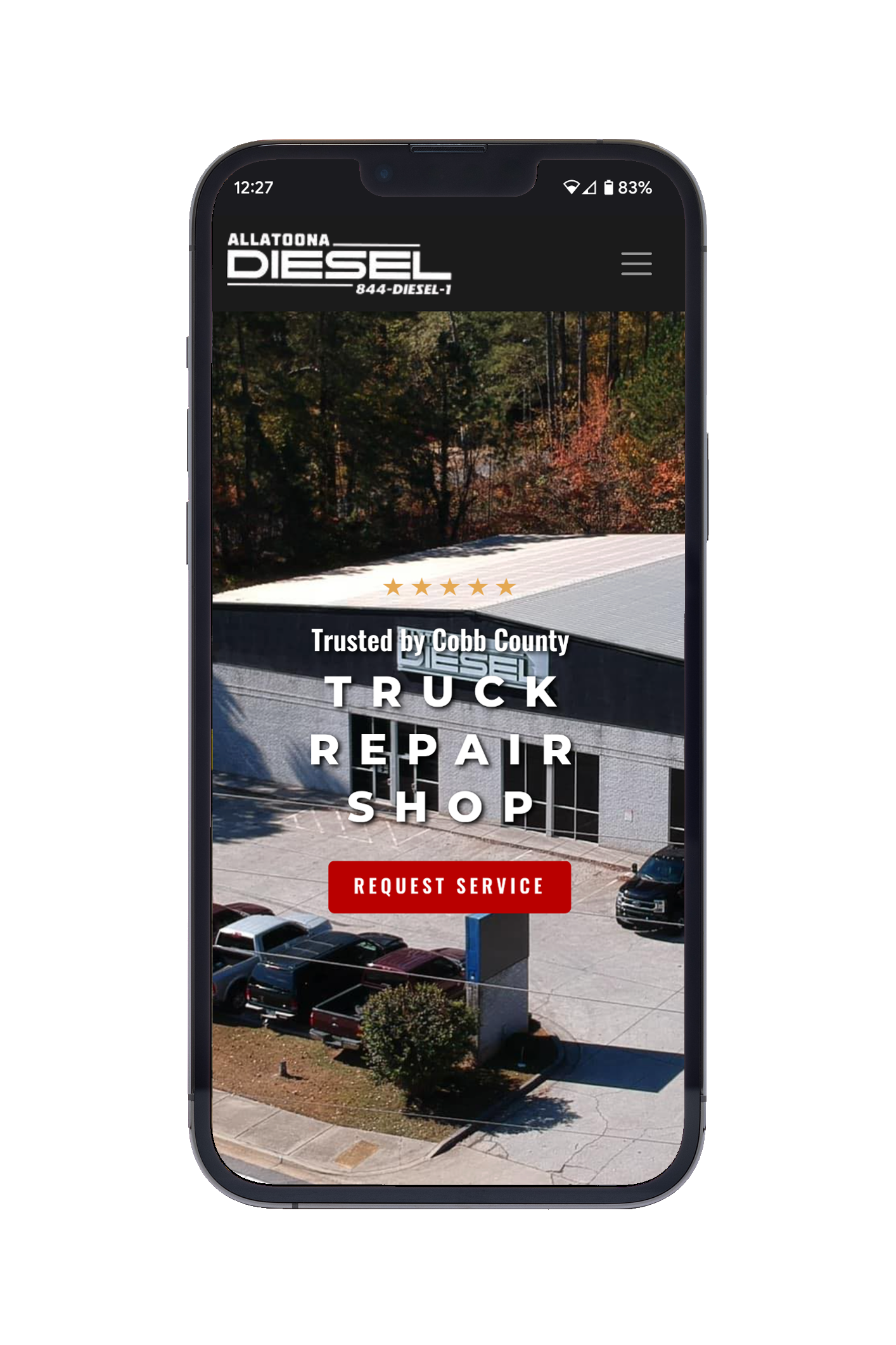Smartphone Displaying Allatoona Diesel Mobile Website