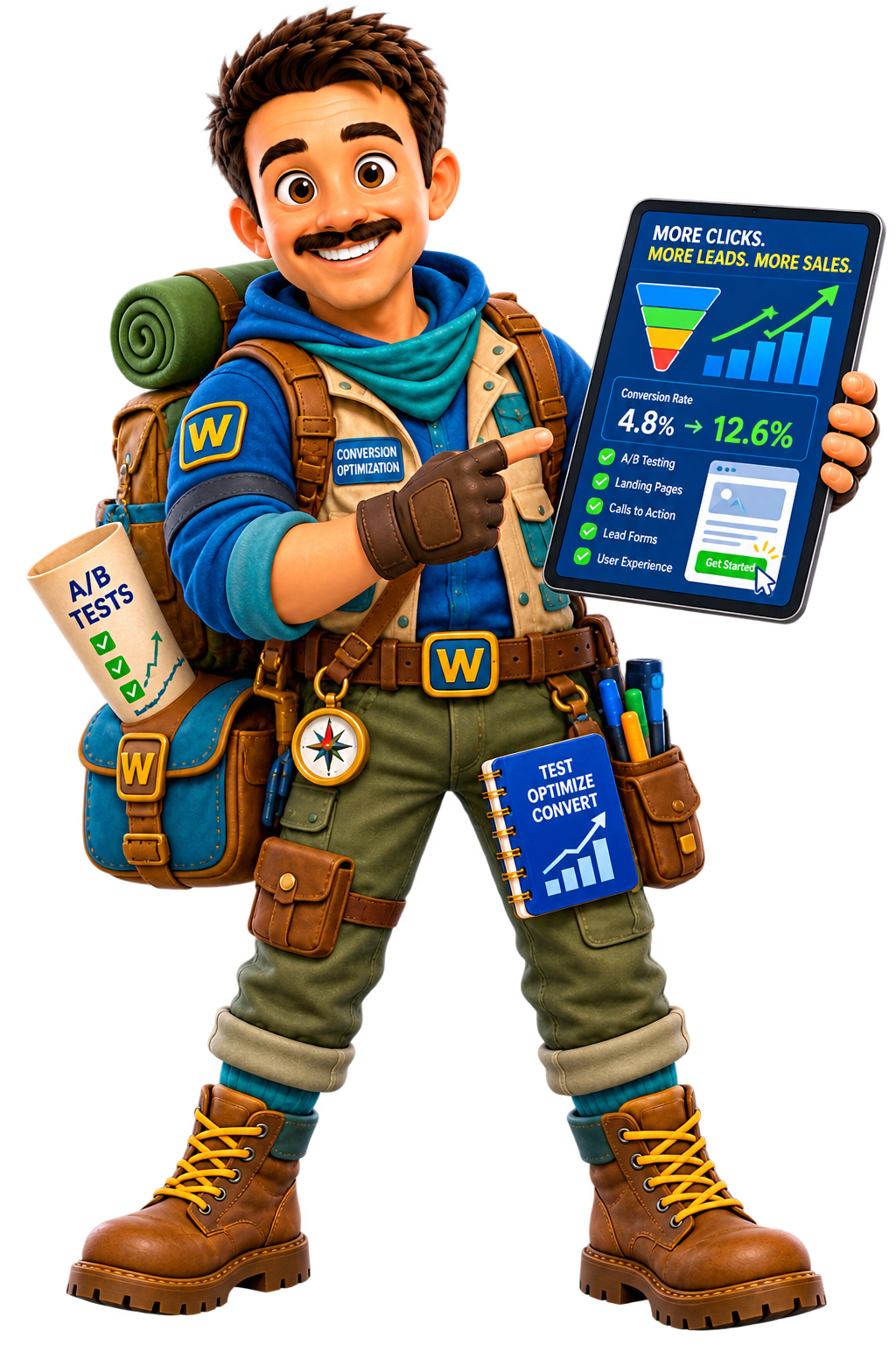 Webaam character representing conversion rate optimization