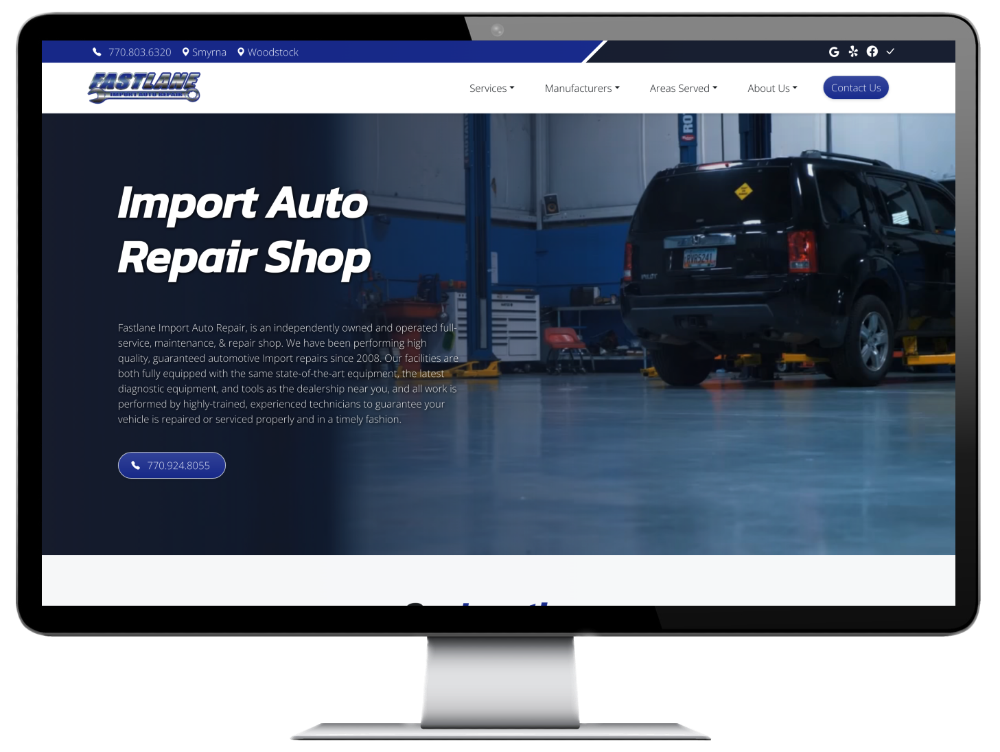 Computer Displaying Fastlane Import Auto Repair Website