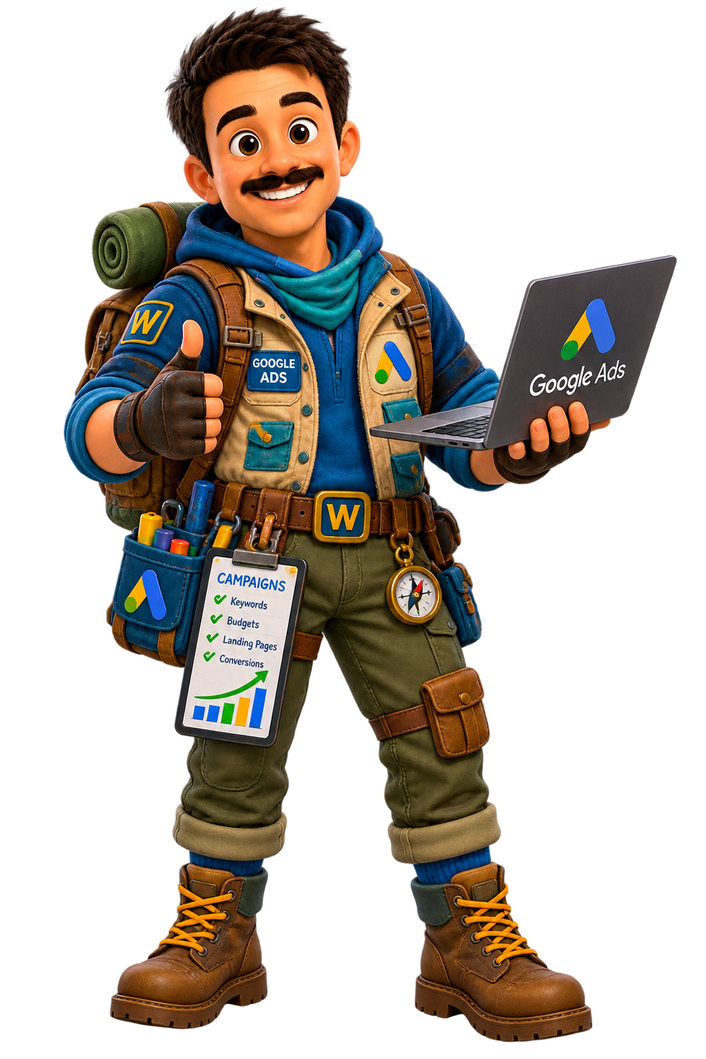 Webaam PPC management character representing paid advertising for Powder Springs businesses