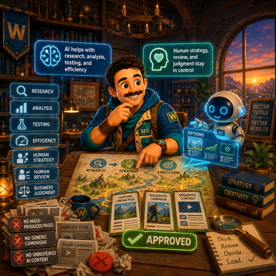 Human-led digital marketing illustration