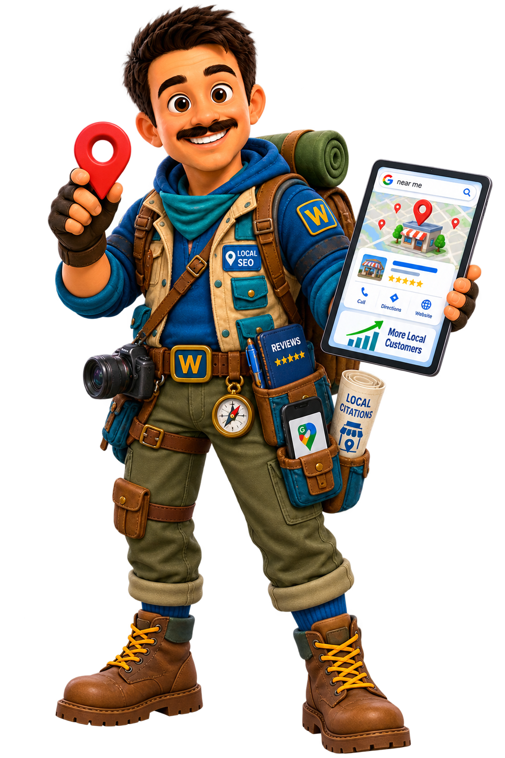 Webaam character representing local seo