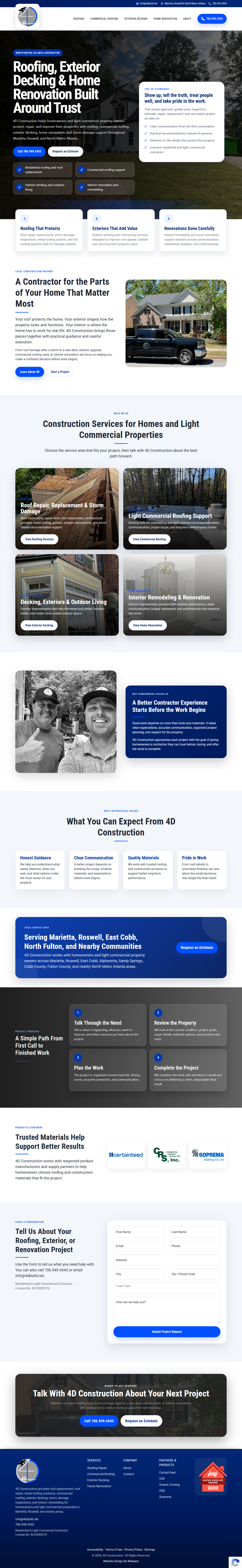 4D Construction homepage design