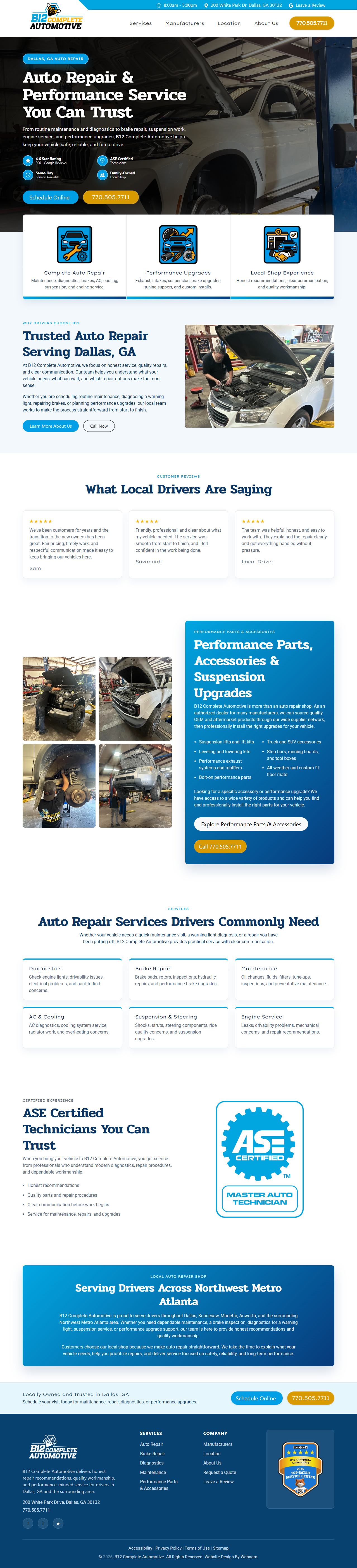 B12 Complete Automotive homepage design