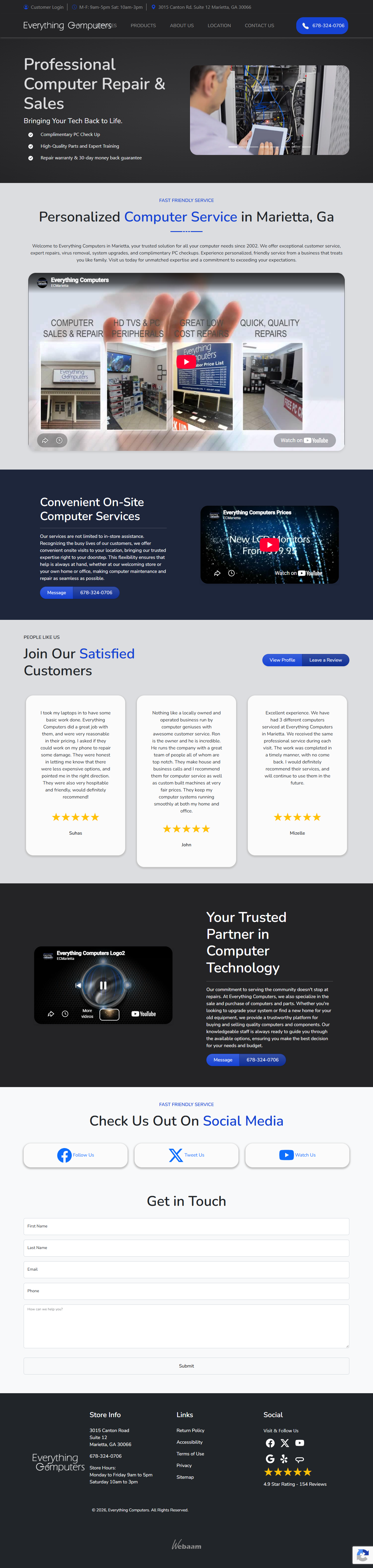 Everything Computers homepage design