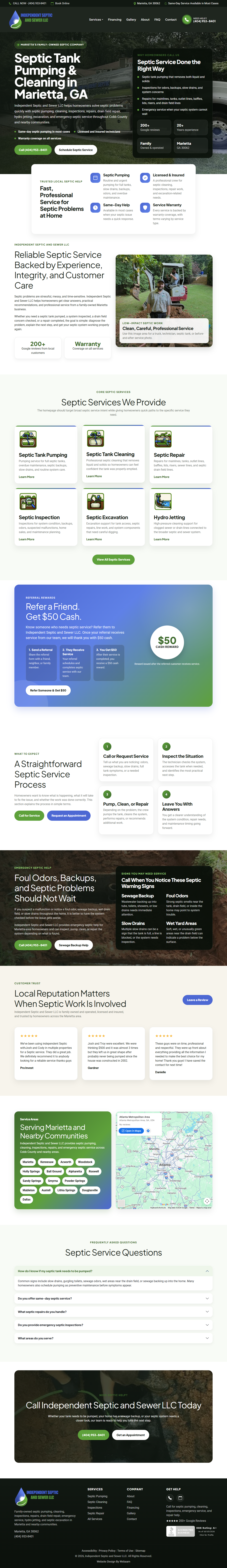 Independent Septic & Sewer homepage design