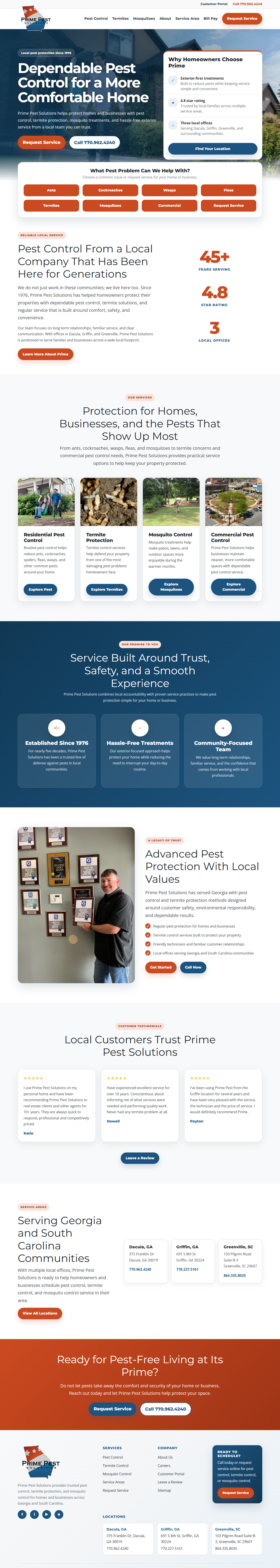 Prime Pest Solutions homepage design