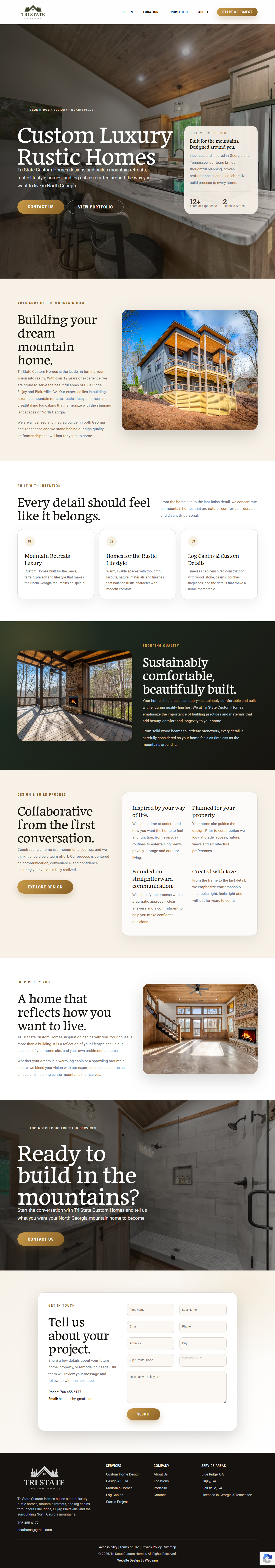 Tri-State Custom Homes homepage design