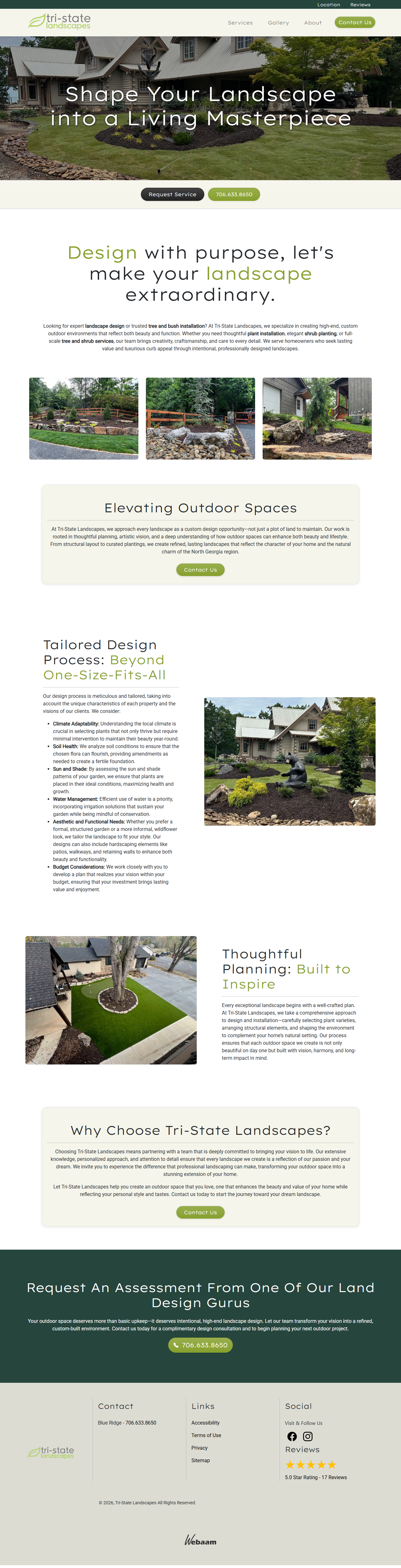 Tri-State Landscapes homepage design