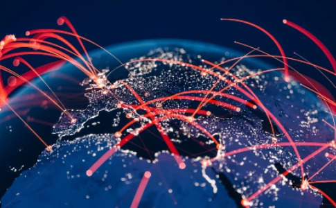 Red Connection Lines Around Earth Illustration